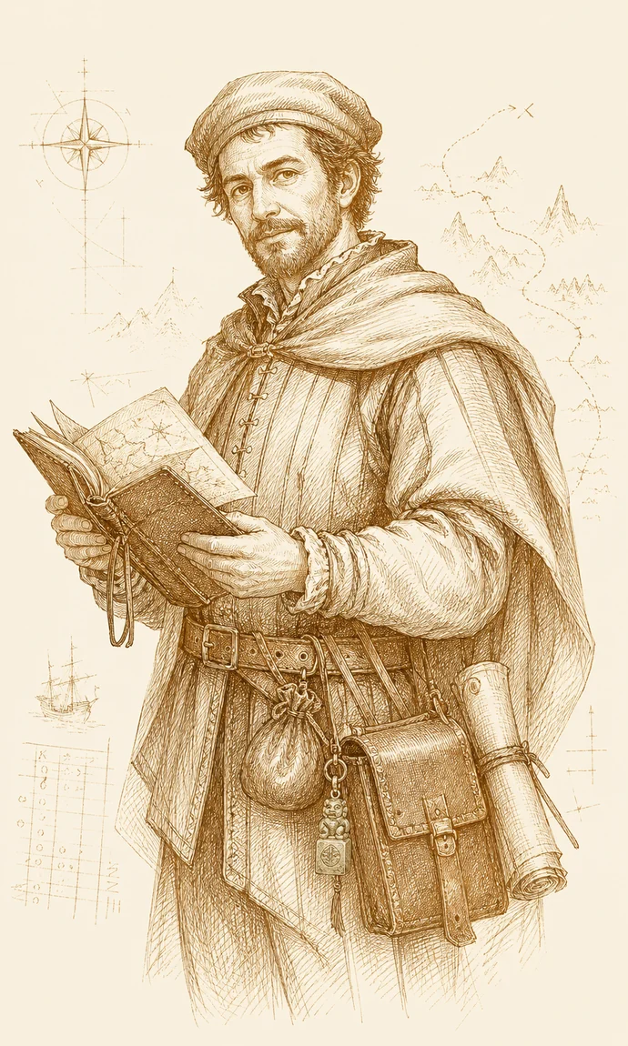 An explorer's handbook portrait of Marco Polare